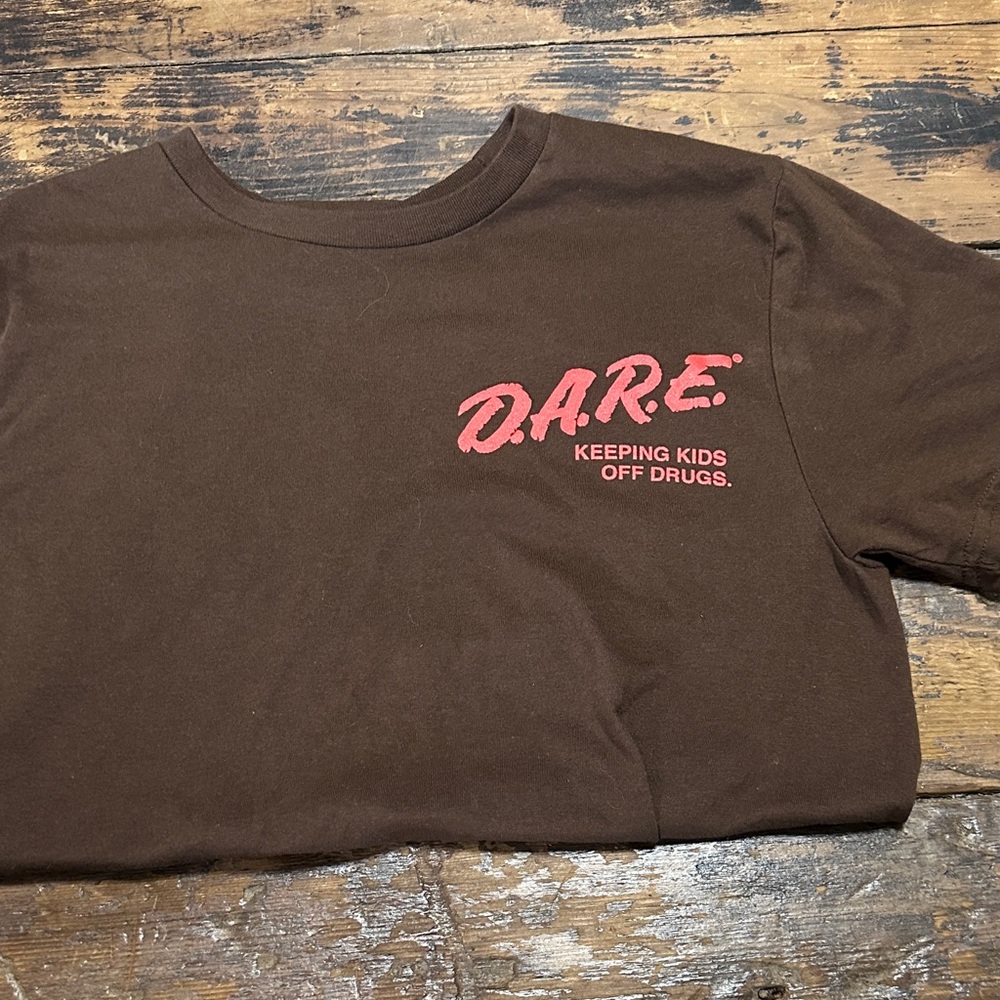 D.A.R.E. Brown Tee with Pink Logo